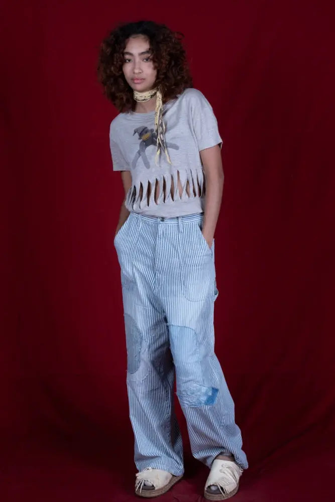 KAPITAL 10oz HICKOREE Stripe Painter PORT Baggy Pants (CHAMPETRE Remake) Kapital