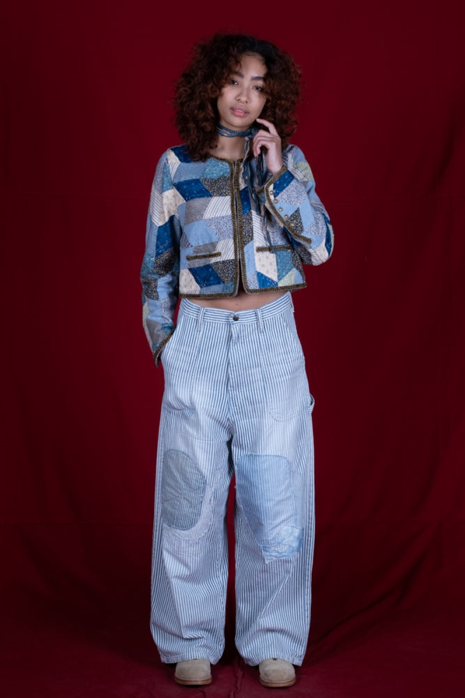 KAPITAL 10oz HICKOREE Stripe Painter PORT Baggy Pants (CHAMPETRE Remake)