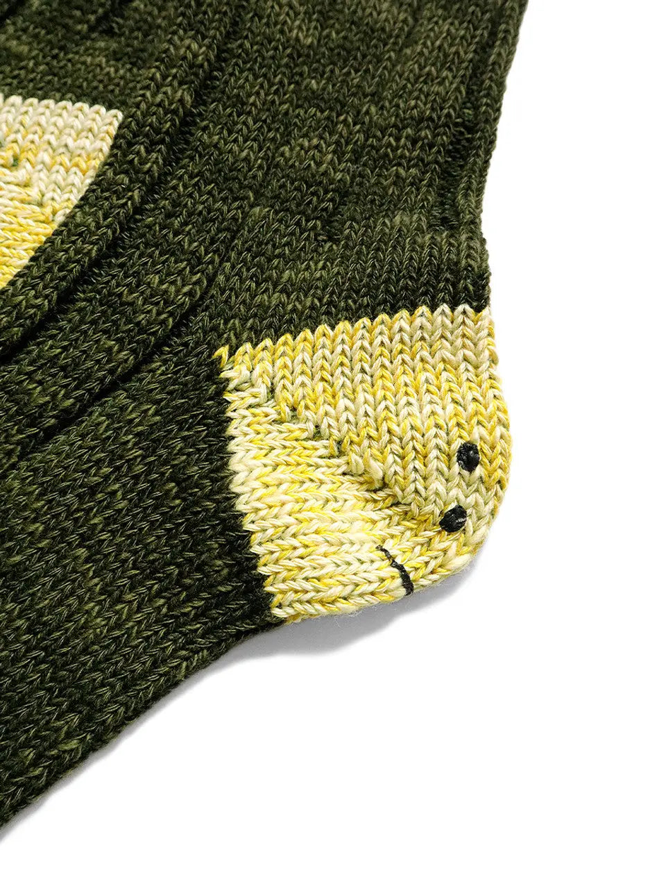 KAPITAL 56 Yarns MA-1 RAINBOWY HAPPY HEEL Socks 'Khaki' Kapital