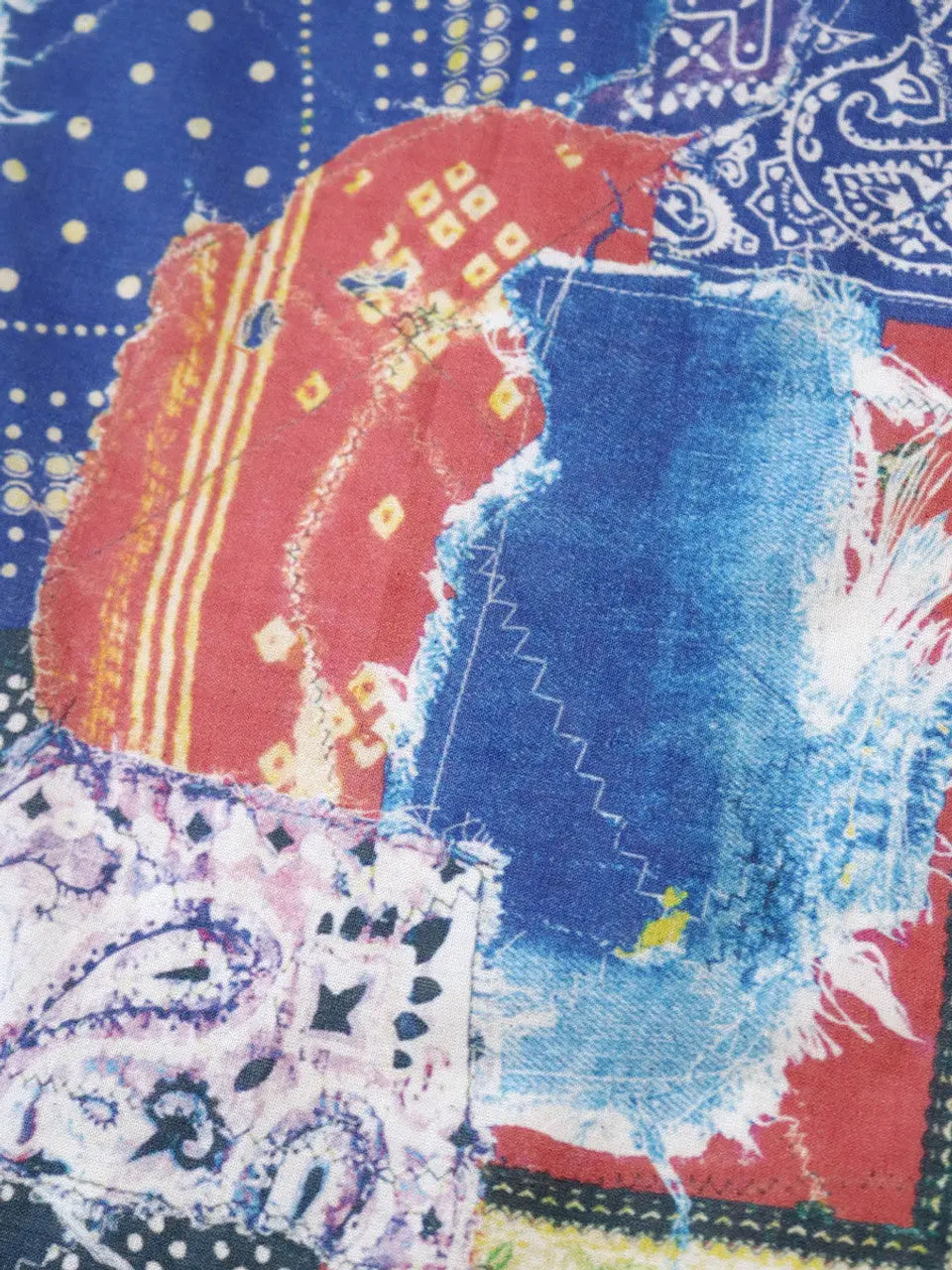 KAPITAL Fastcolor Selvedge Bandana (BANDANA Patchwork) 'Navy' Kapital