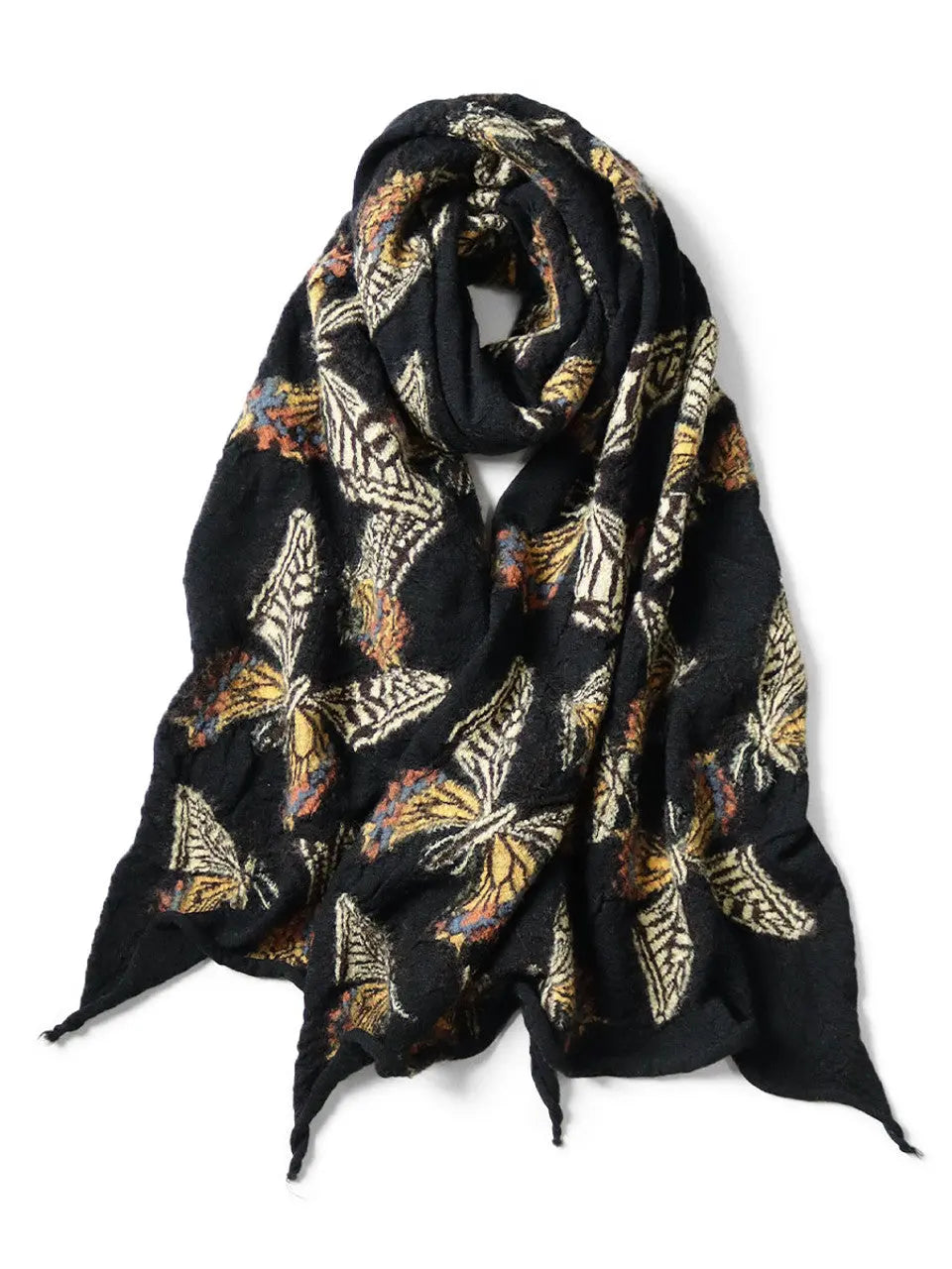 KAPITAL Fulling Wool Scarf BUTTERFLY 'Black' Kapital