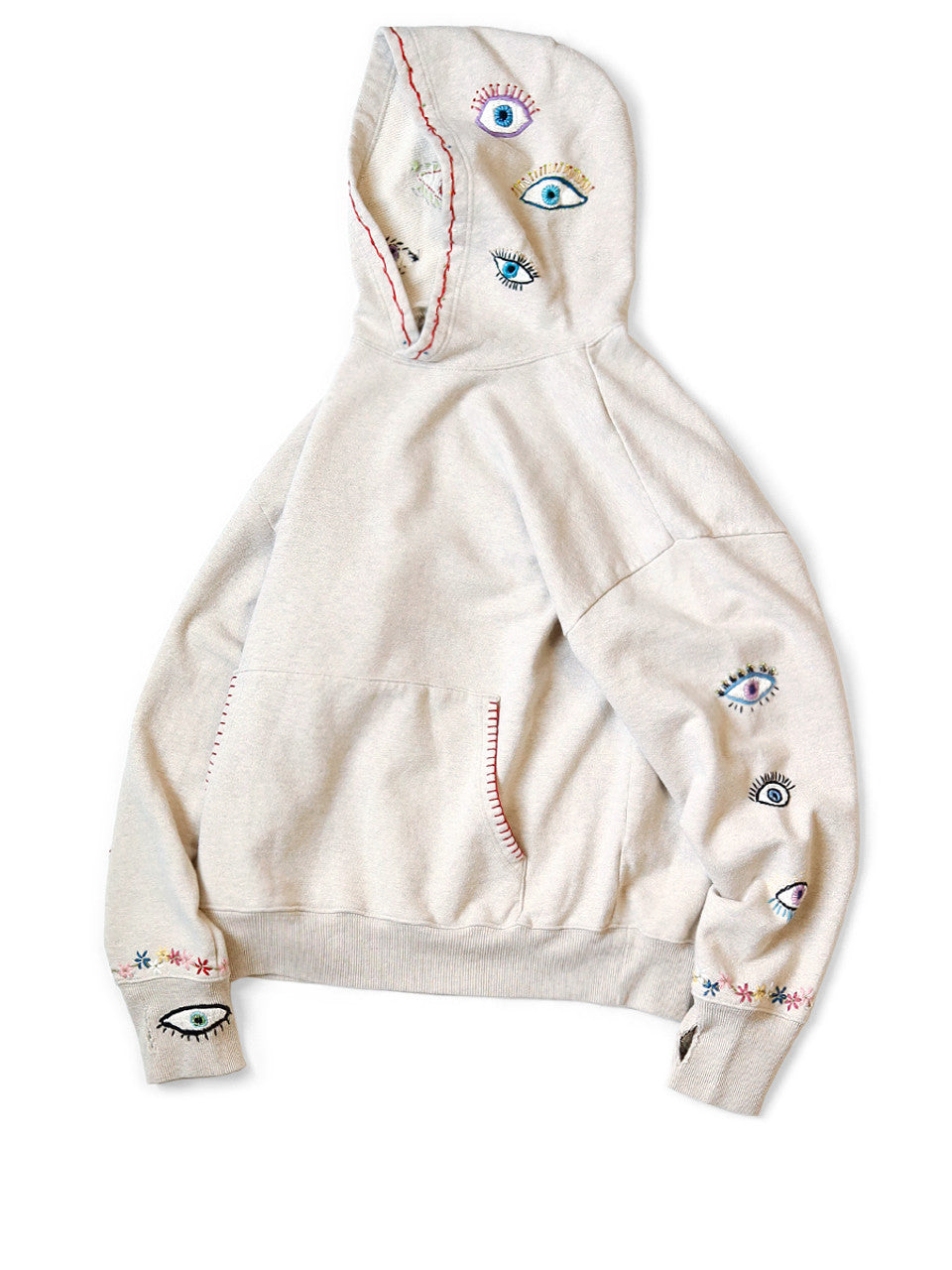 KAPITAL SWT Knit Hoodie (SPEAKEASY Embroidery) 'Ecru'