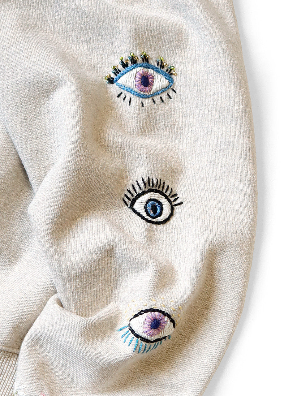 KAPITAL SWT Knit Hoodie (SPEAKEASY Embroidery) 'Ecru'