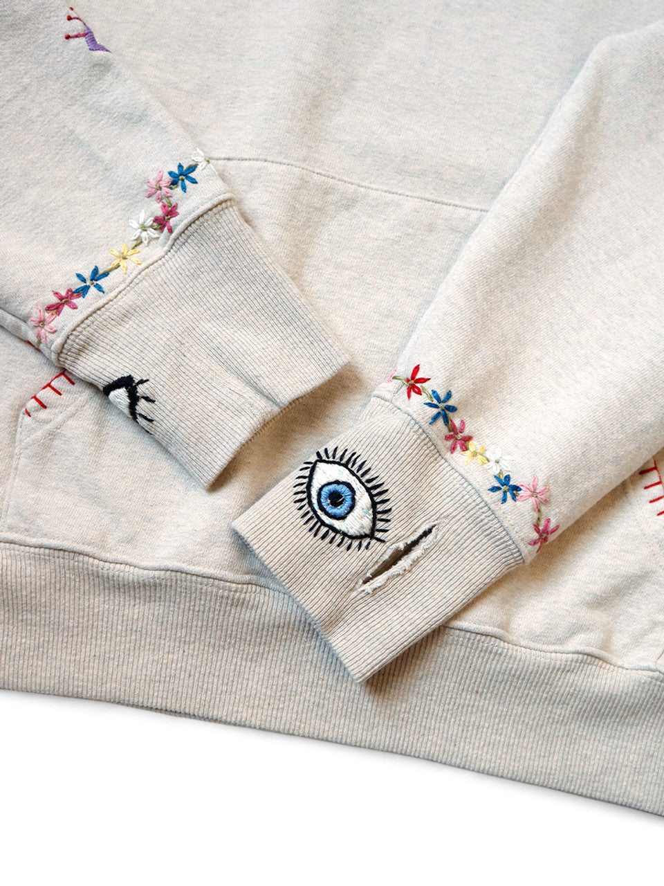 KAPITAL SWT Knit Hoodie (SPEAKEASY Embroidery) 'Ecru'