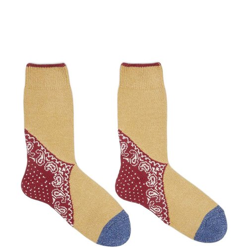 KAPITAL 96 Yarns Heel Paisley Bandana Socks 'RED'