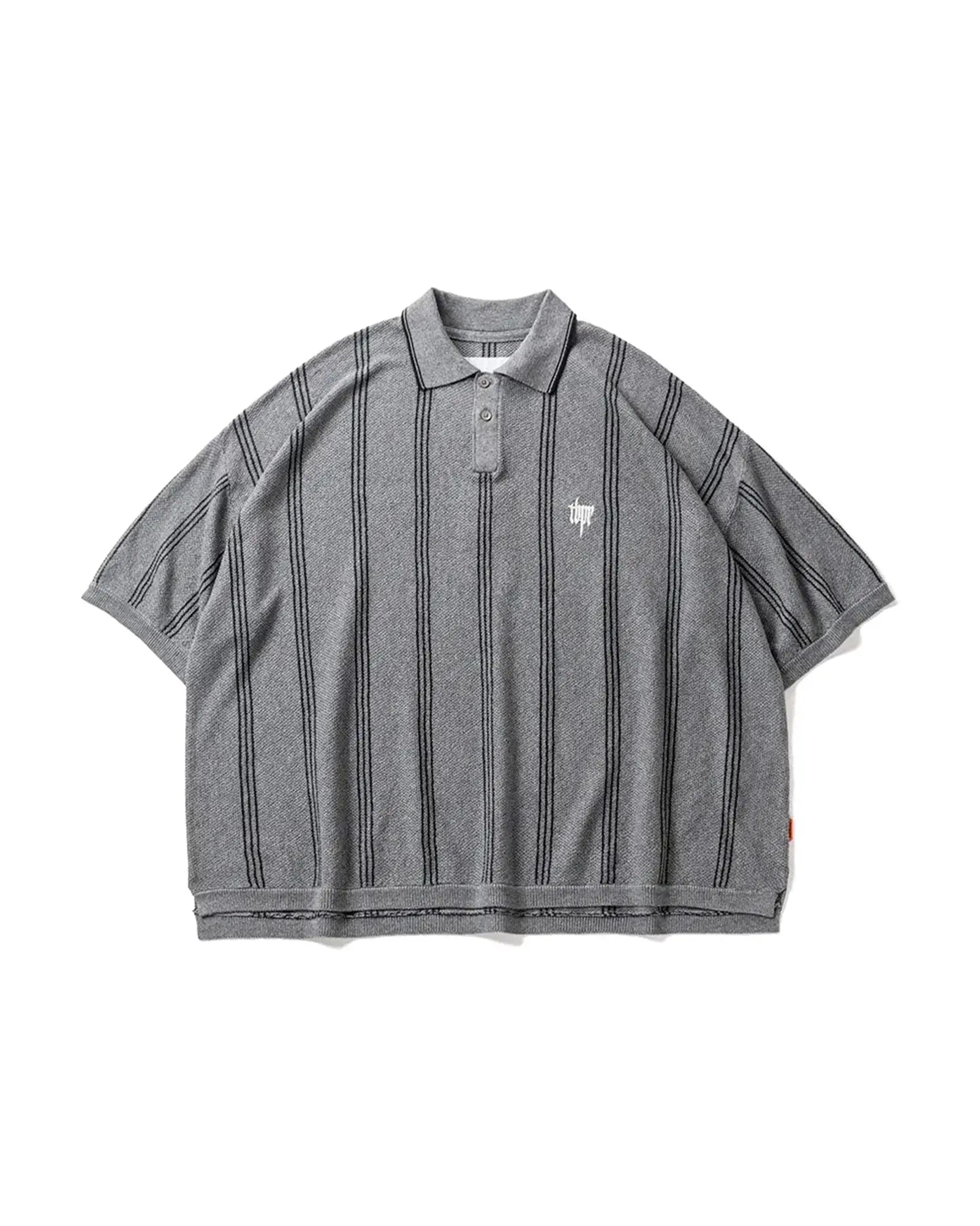トップス TIGHTBOOTH/STRIPE KNIT POLO TIGHTBOOTH / Stripe Knit Polo 'Grey' - Antithesis Store