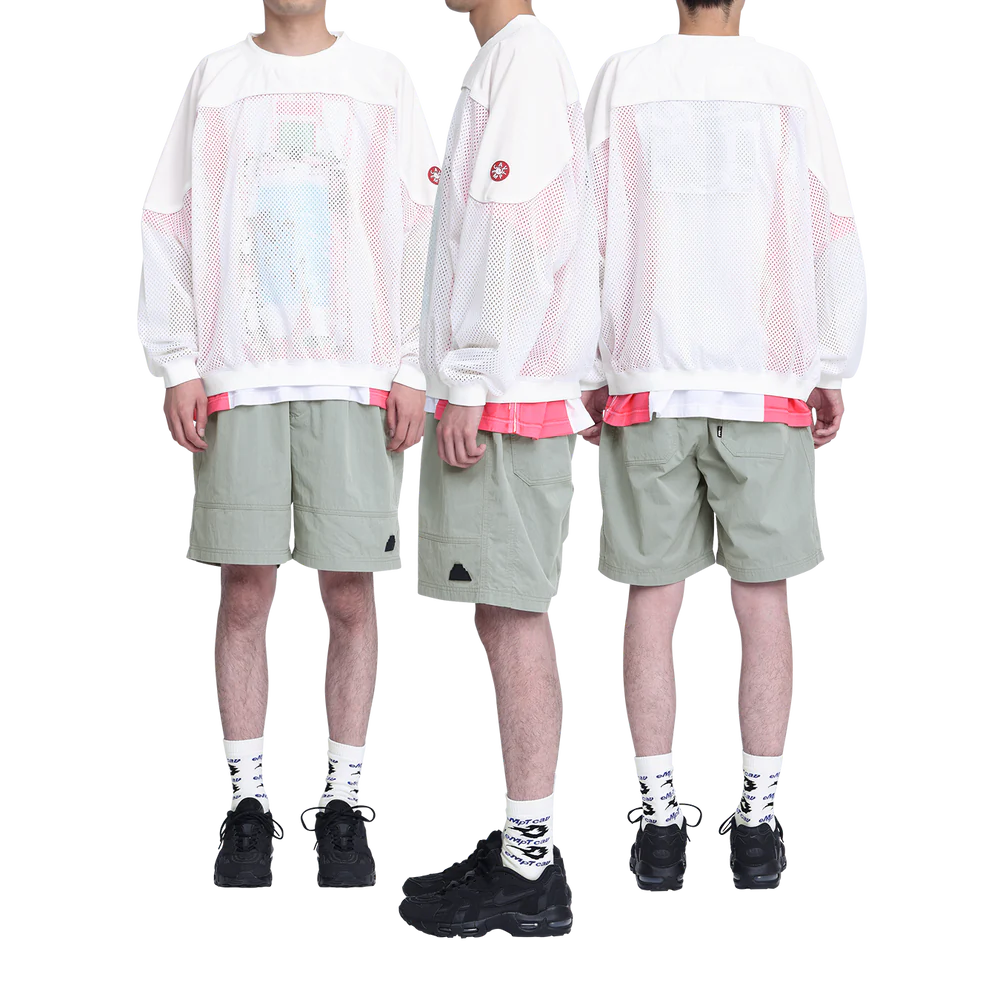 CAV EMPT MESH TRACK CREW NECK WHITE