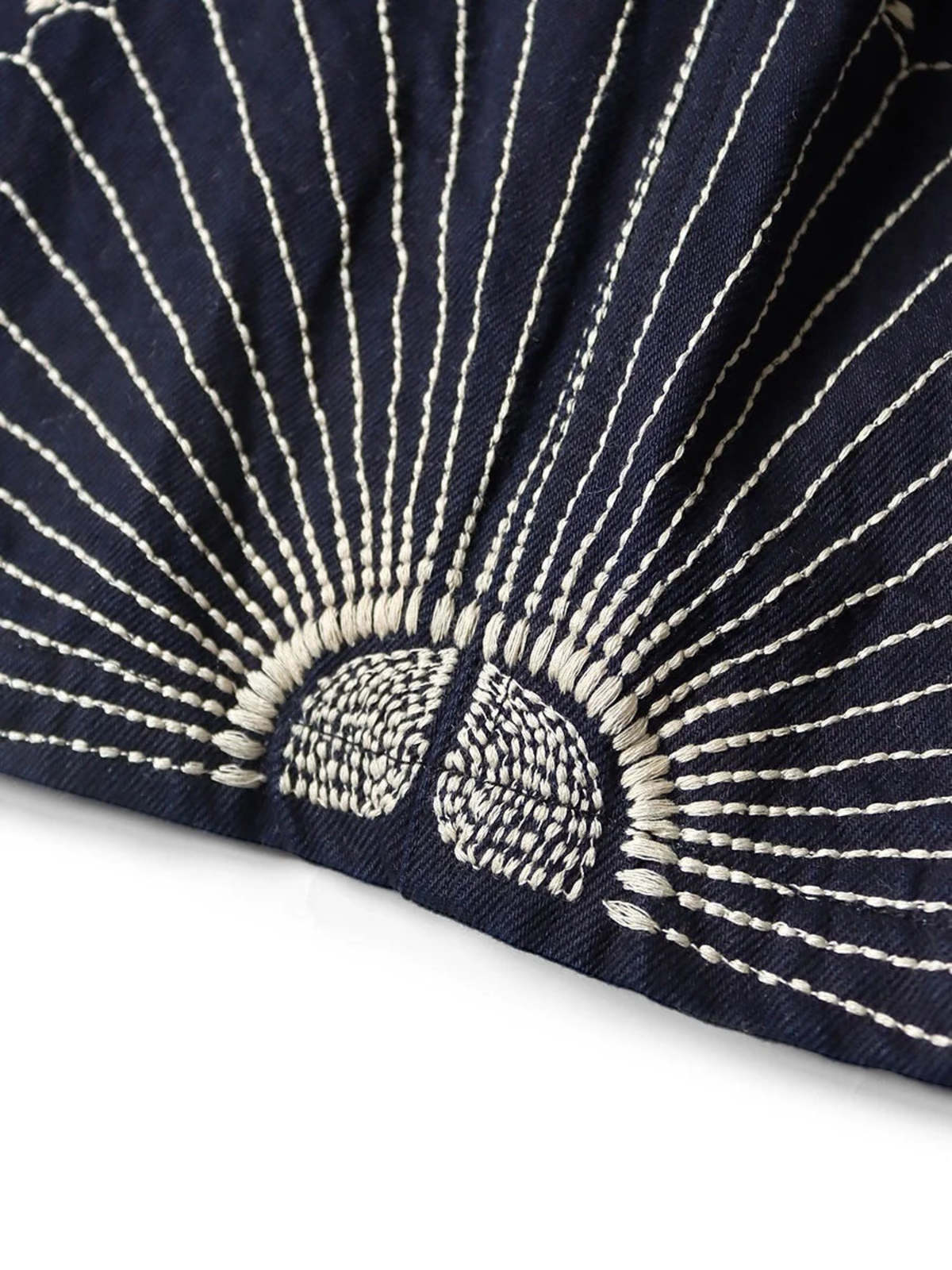 KAPITAL 10OZ IDGxIDG DENIM EASY SHORT PANTS (FUROSHIKI EMBROIDERY) 'INDIGO'