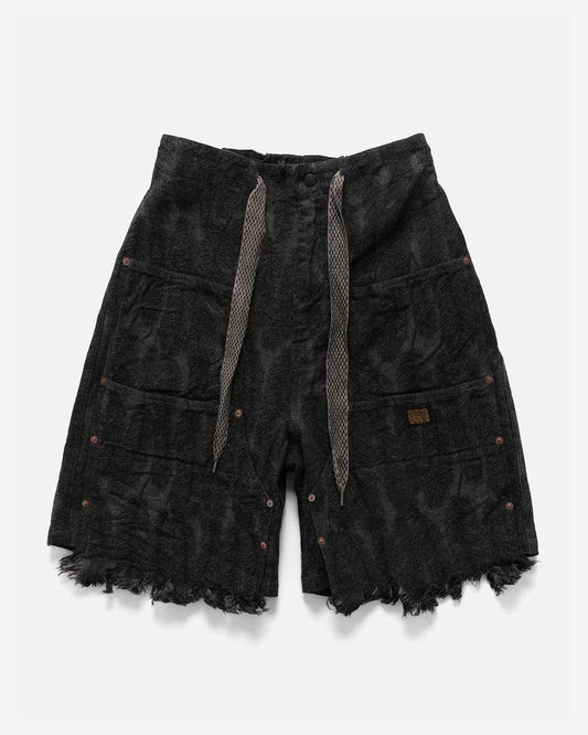 KAPITAL 12OZ MAGPIE DENIM W-KNEE EASY SHORT PANTS 'BLACK'