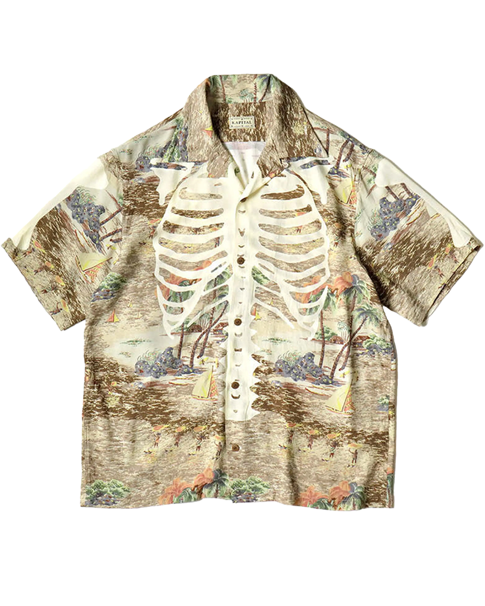 KAPITAL Rayon KAMEKAMEHA BONE Aloha Shirt 'BROWN' Kapital