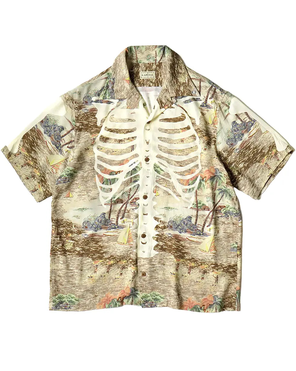 KAPITAL Rayon KAMEKAMEHA BONE Aloha Shirt 'BROWN' Kapital