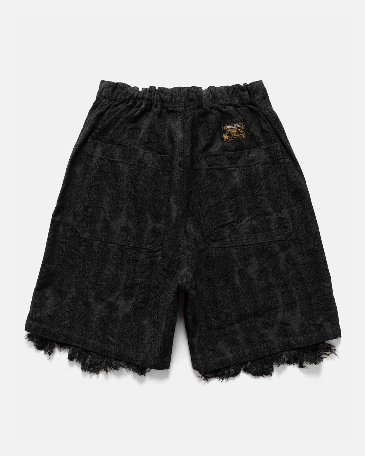 KAPITAL 12OZ MAGPIE DENIM W-KNEE EASY SHORT PANTS 'BLACK'