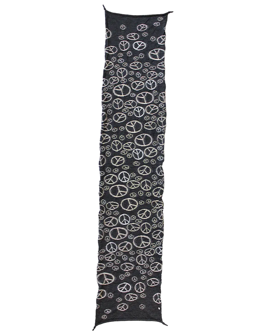 KAPITAL Fulling Wool HAPPY Scarf PEACE 'Black' Kapital