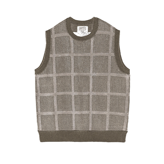 CAV EMPT GRID LOOSE KNIT VEST 'KHAKI'