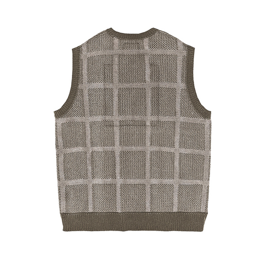 CAV EMPT GRID LOOSE KNIT VEST 'KHAKI'