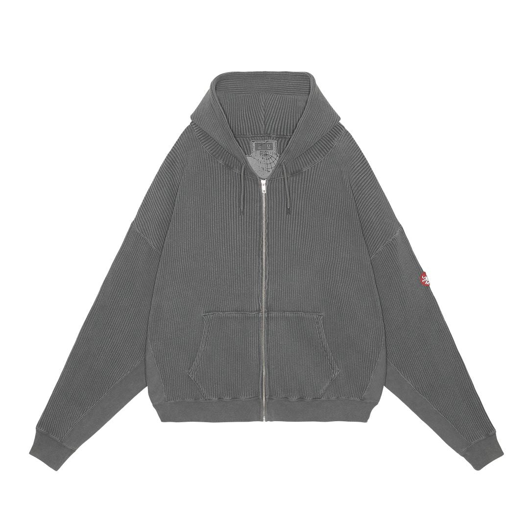 CAV EMPT OVERDYE WIDE RIB CUT ZIP HOODY 'CHARCOAL'