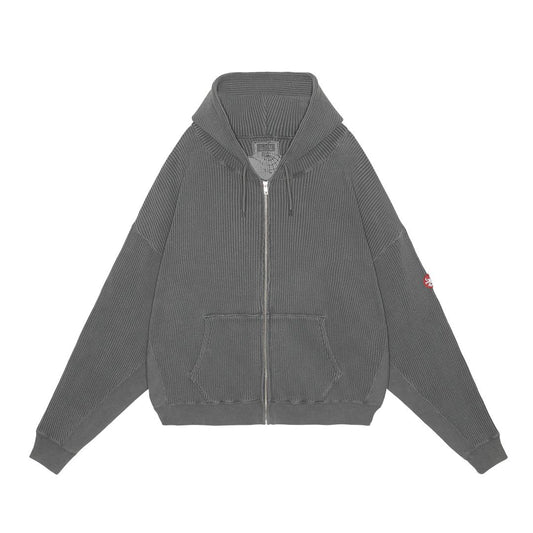 CAV EMPT OVERDYE WIDE RIB CUT ZIP HOODY 'CHARCOAL'