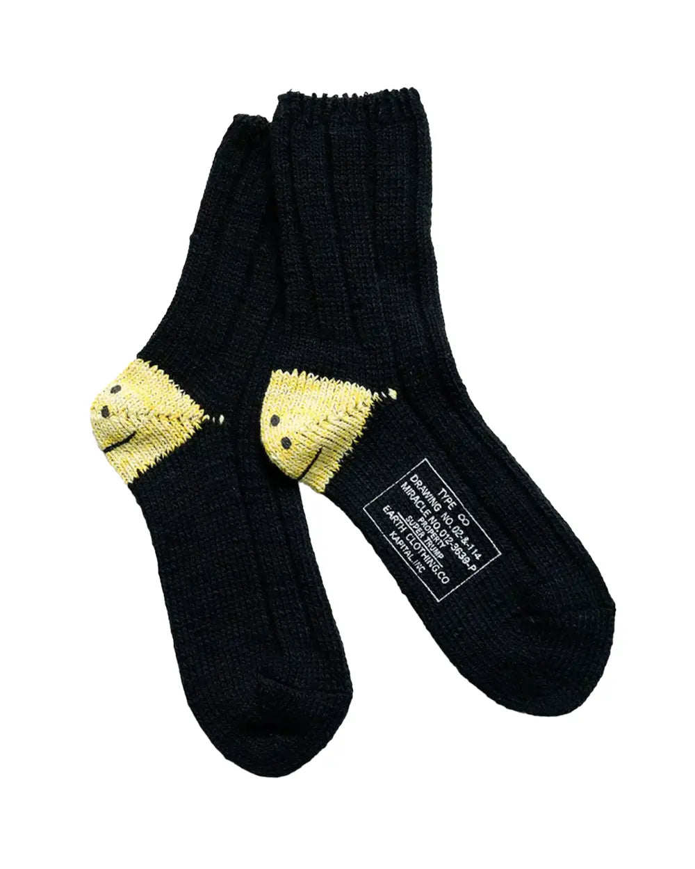 KAPITAL 56 Yarns MA-1 RAINBOWY HAPPY HEEL Socks 'Black' Kapital