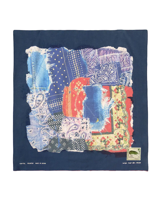 KAPITAL Fastcolor Selvedge Bandana (BANDANA Patchwork) 'Navy' Kapital