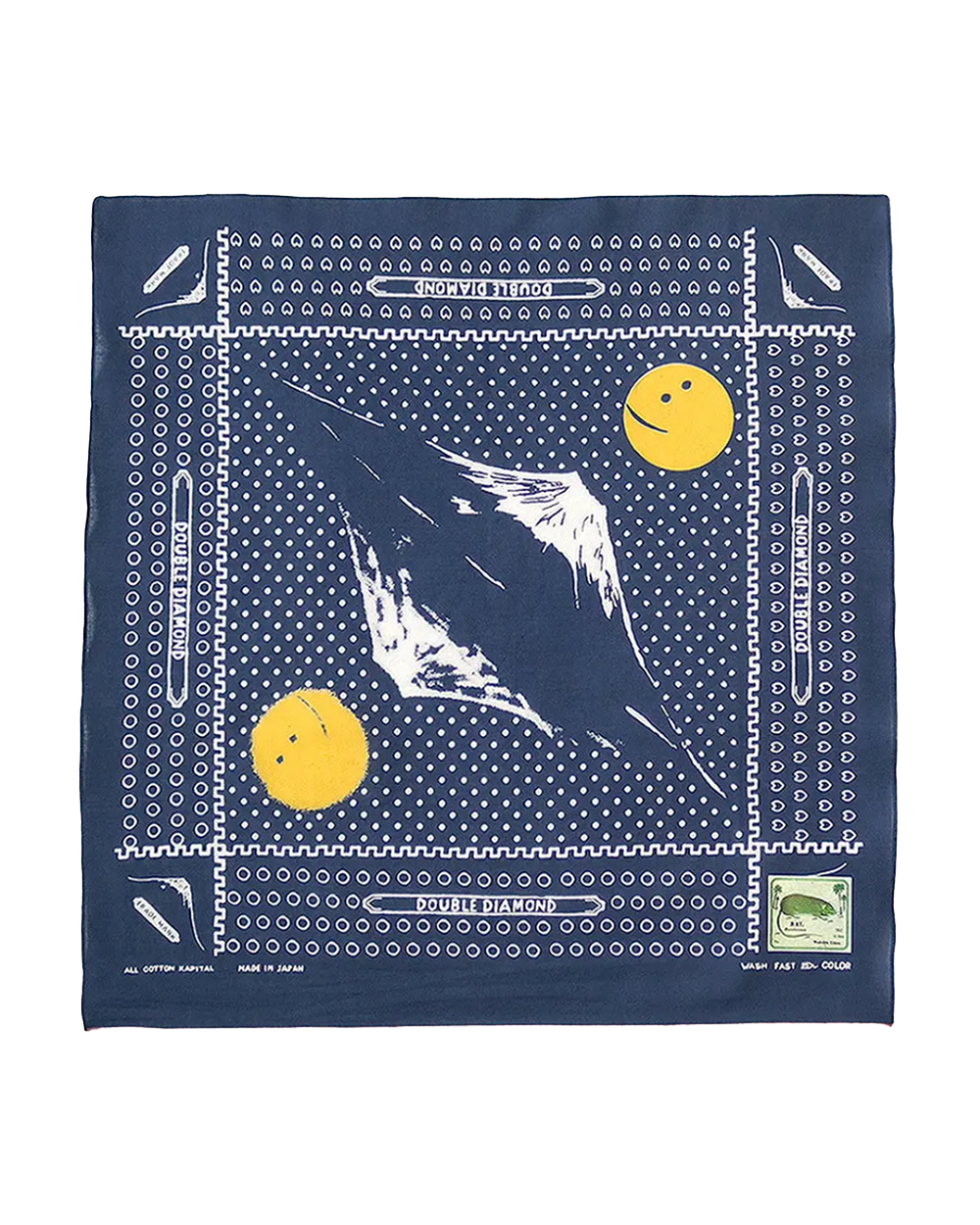 KAPITAL Fastcolor Selvedge Bandanna (Mirrored Fuji PROFILE RAINBOWY) 'Navy' Kapital