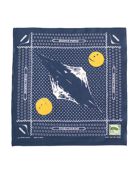 KAPITAL Fastcolor Selvedge Bandanna (Mirrored Fuji PROFILE RAINBOWY) 'Navy' Kapital