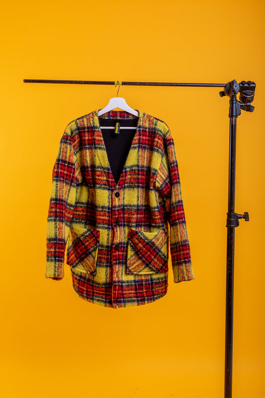 biscuithead Shaggy Check Cardigan Jacket 'Yellow'