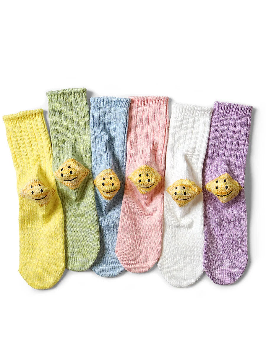 KAPITAL 56 YARNS 3X1 RIB RAINBOWY HAPPY HEEL SOCKS 'WHITE'