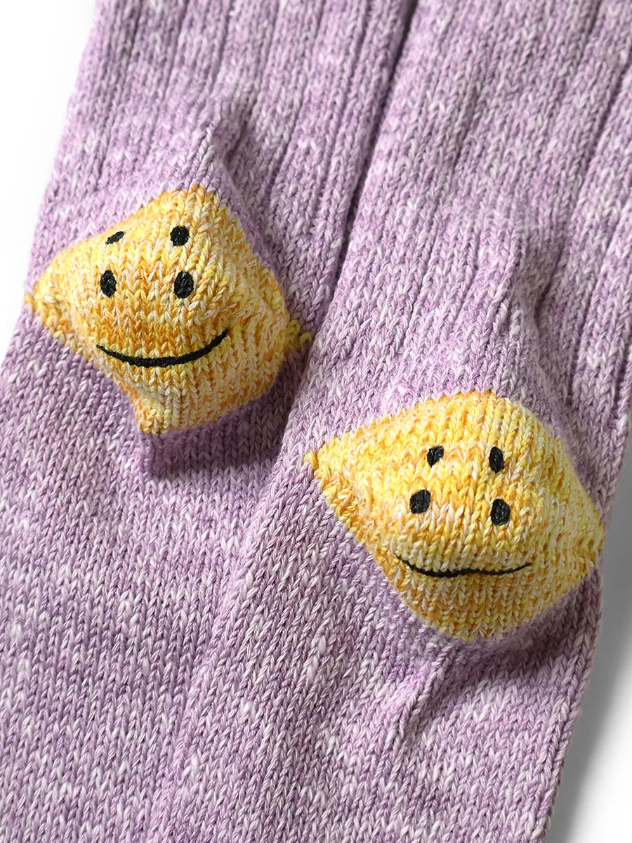 KAPITAL 60 YARNS IVY RAINBOWY HAPPY HEEL-HOLD SOCKS 'PURPLExGREEN'