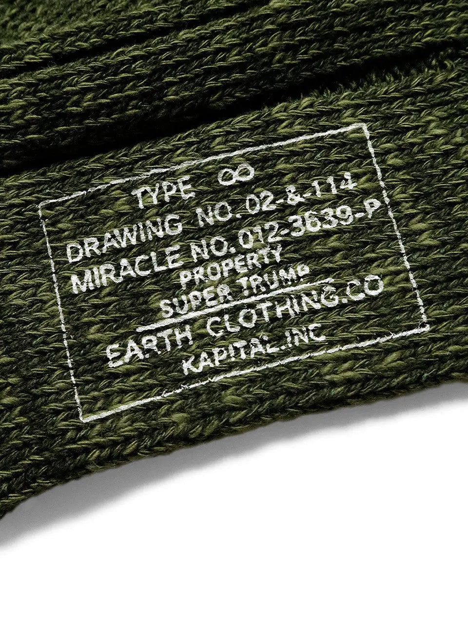 KAPITAL 56 Yarns MA-1 RAINBOWY HAPPY HEEL Socks 'Khaki' Kapital