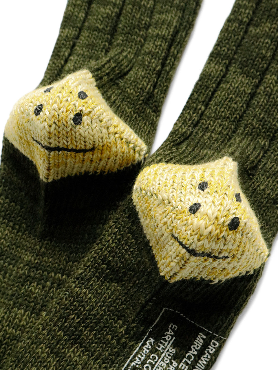 KAPITAL 56 Yarns MA-1 RAINBOWY HAPPY HEEL Socks 'Khaki'