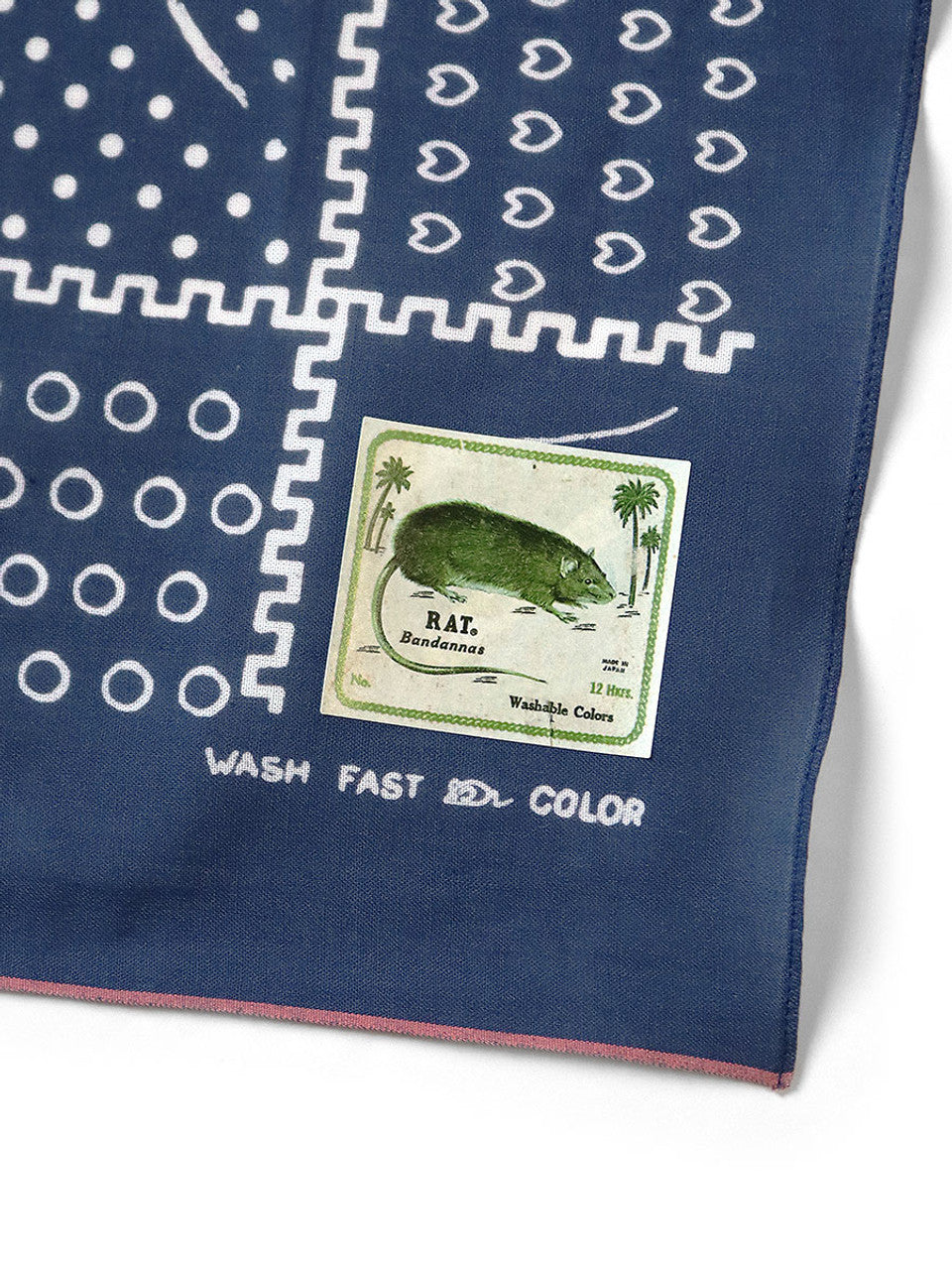 KAPITAL Fastcolor Selvedge Bandanna (Mirrored Fuji PROFILE RAINBOWY) 'Navy'