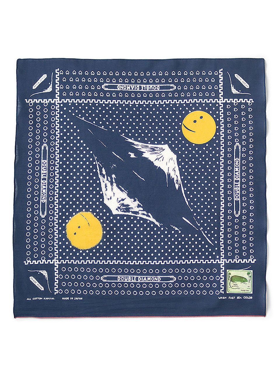 KAPITAL Fastcolor Selvedge Bandanna (Mirrored Fuji PROFILE RAINBOWY) 'Navy'