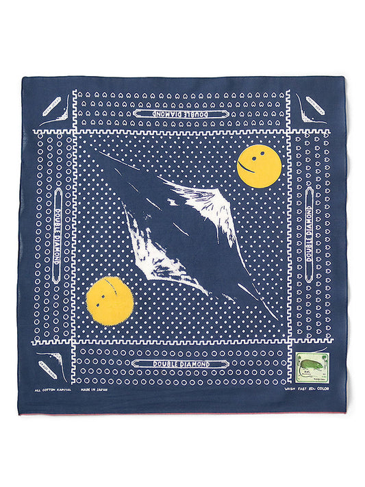 KAPITAL Fastcolor Selvedge Bandanna (Mirrored Fuji PROFILE RAINBOWY) 'Navy'