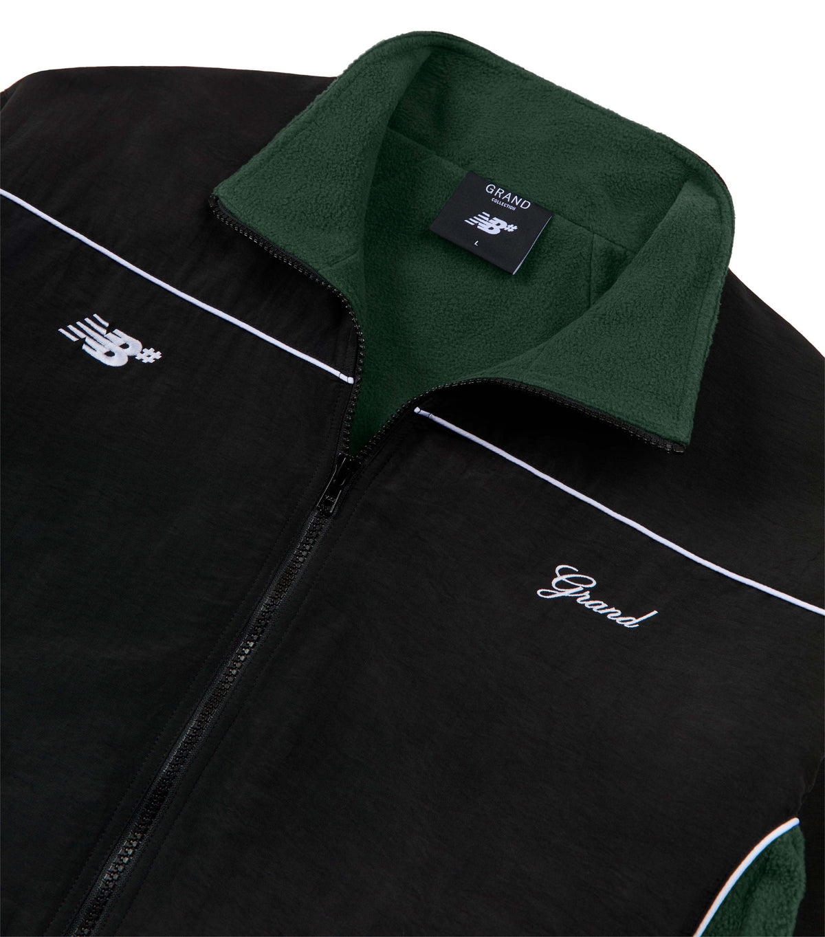 GRAND X NEW BALANCE POLAR FLEECE LINED NYLON JACKET 'BLACK/FOREST GREEN'