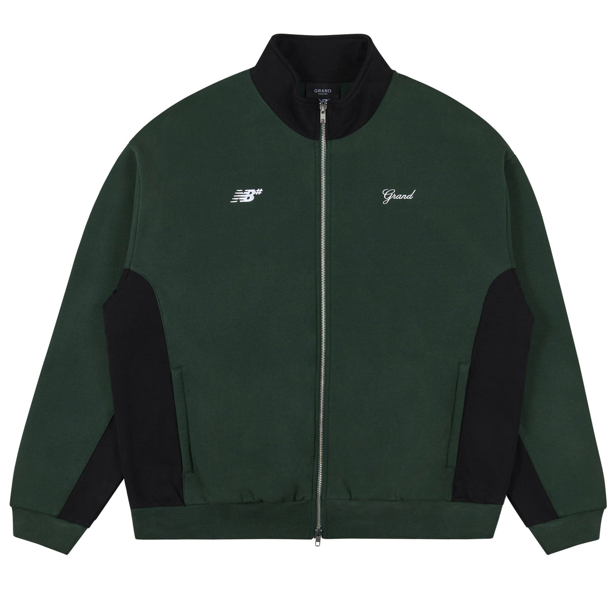 GRAND X NEW BALANCE ZIP UP SWEATSHIRT 'BLACK/FOREST GREEN'