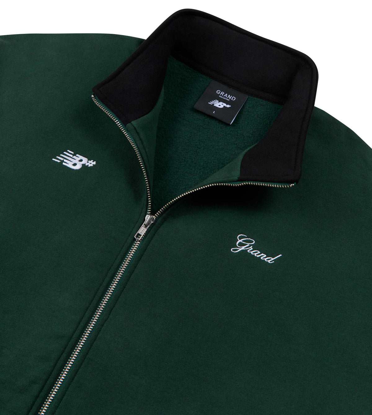 GRAND X NEW BALANCE ZIP UP SWEATSHIRT 'BLACK/FOREST GREEN'