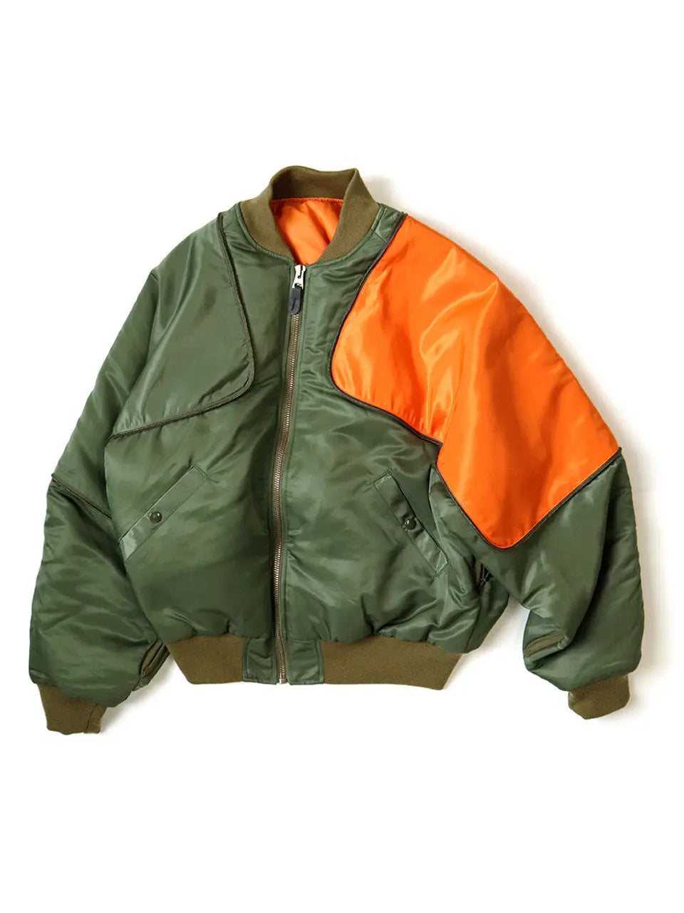 KAPITAL MA-1 Nylon SHAM BOMBER JKT 'Khaki' - Antithesis Store