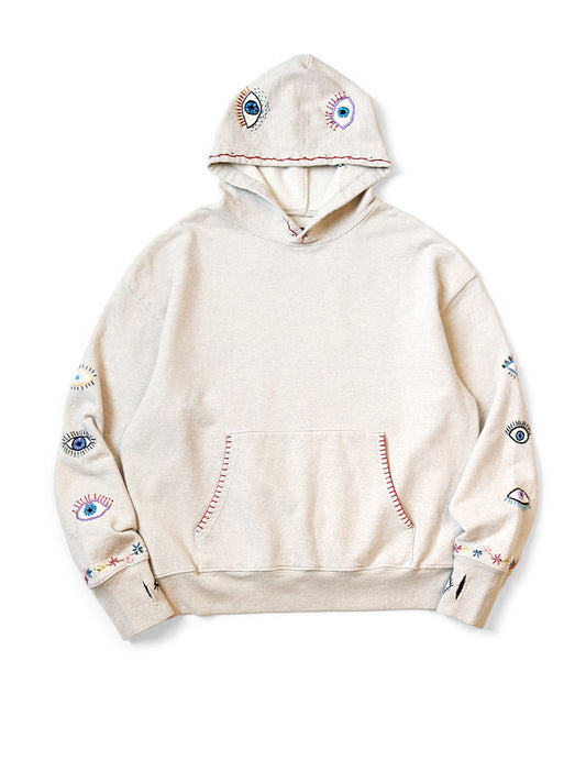 KAPITAL SWT Knit Hoodie (SPEAKEASY Embroidery) 'Ecru'