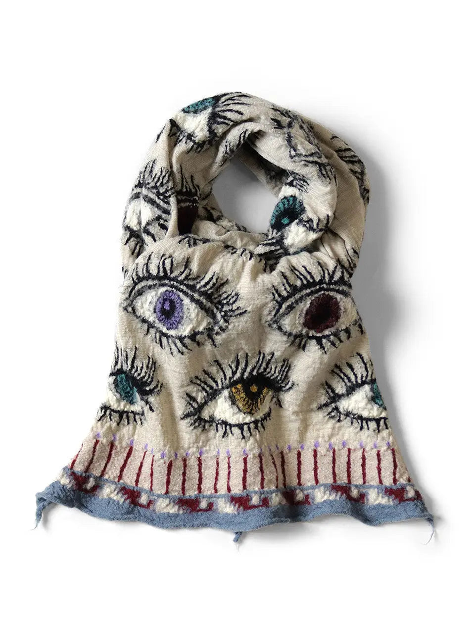 KAPITAL Fulling Wool HAPPY Scarf SPEAKEASY(Coloful) 'ECRU' Kapital