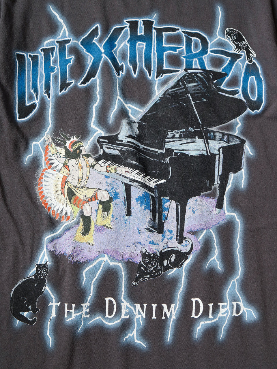 KAPITAL 20/-Jersey Crew T (LIGHTNING PIANO) 'Ink Black'