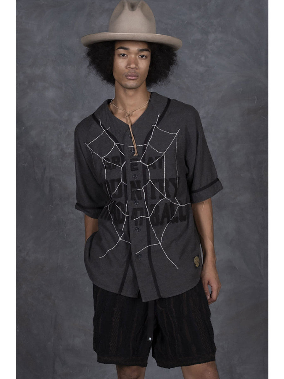 KAPITAL Cotton Wool GREAT KOUNTRY Baseball Shirt (KOUNTRY DREAM CATCH Remake) 'DarkGray'
