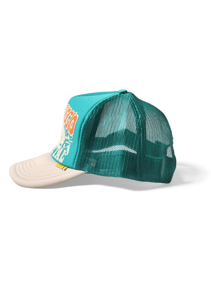 KAPITAL LIFE KAPRICCIO TRACK CAP 'TURQUOISE / ECRU'
