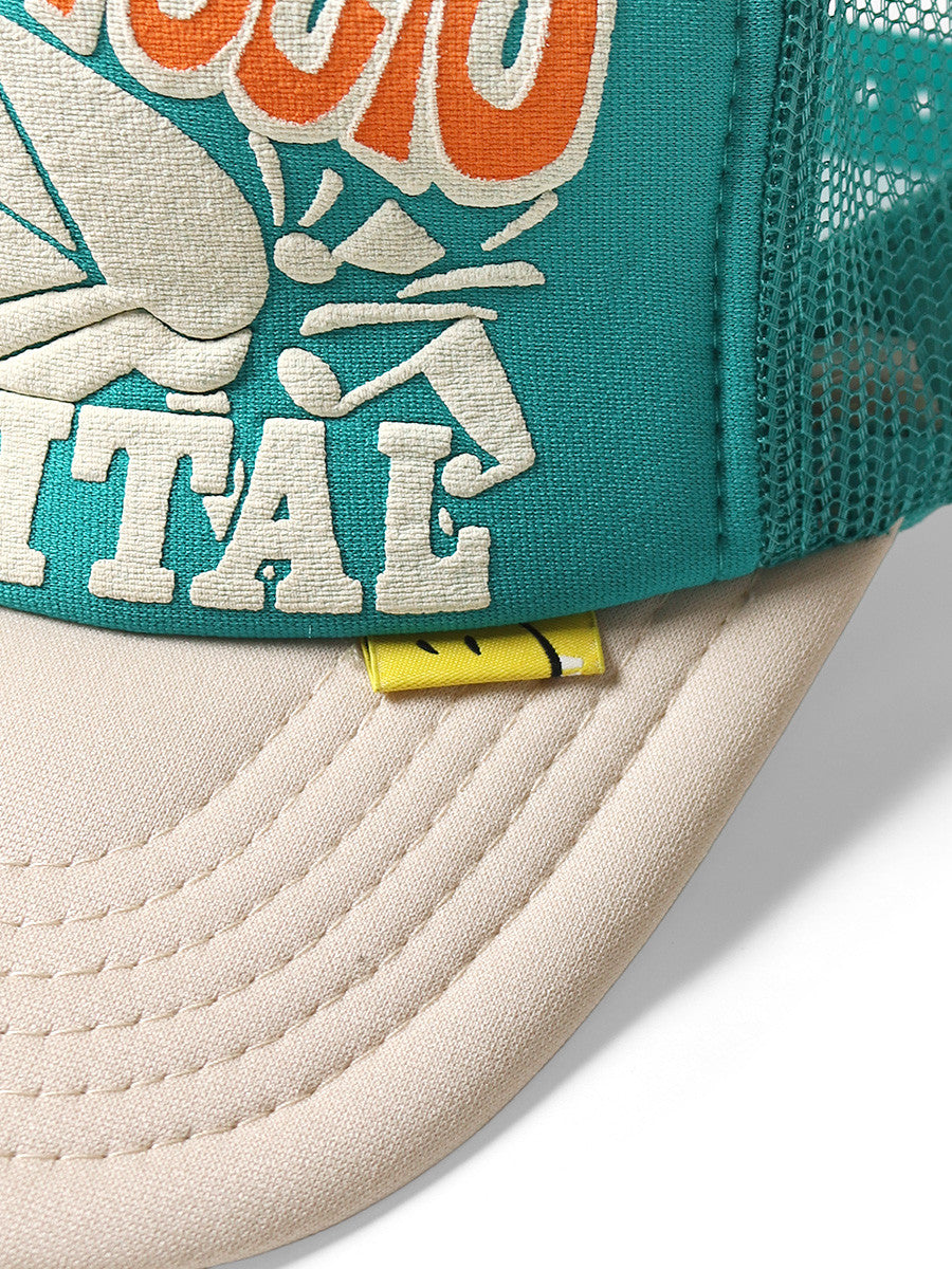 KAPITAL LIFE KAPRICCIO TRACK CAP 'TURQUOISE / ECRU'