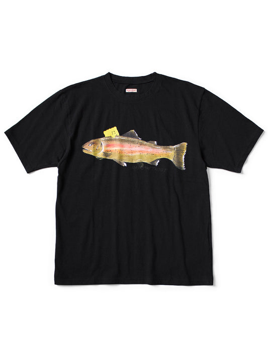 KAPITAL 20/-JERSEY CREW T (ONE TROUT PECKISH RAINBOWY) 'BLACK'