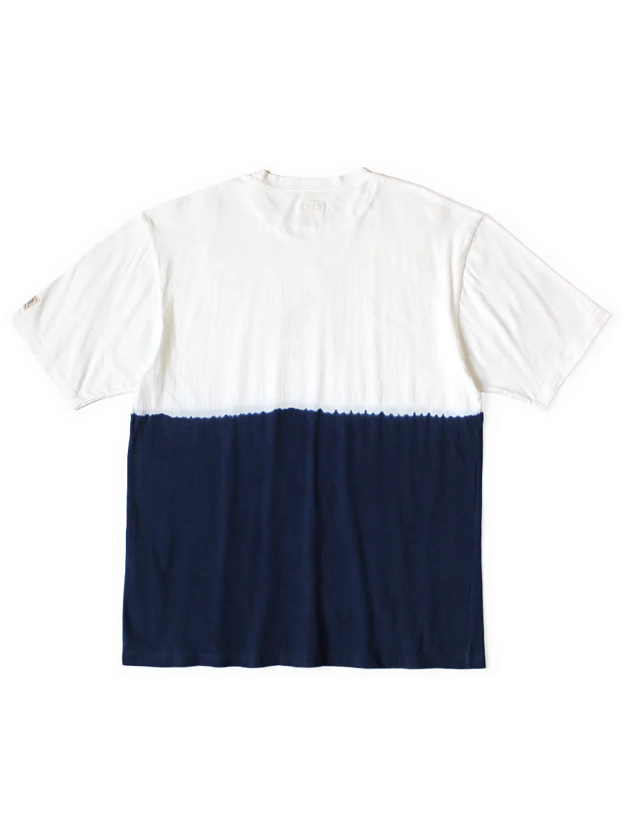 KAPITAL 20/-JERSEY IDG HAND-DYE CREW T (ICE FISHING DEEP) 'WHTxIDG'