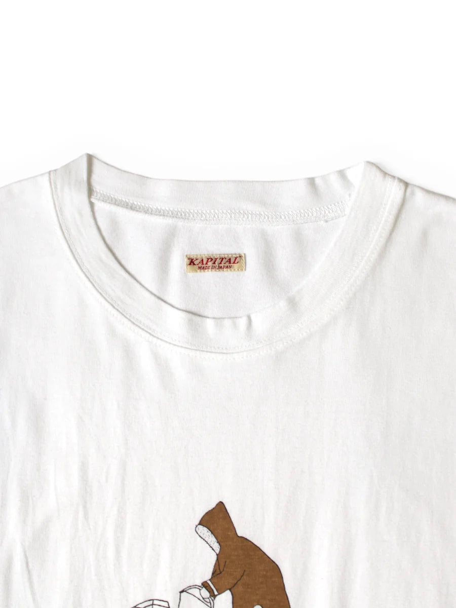 KAPITAL 20/-JERSEY IDG HAND-DYE CREW T (ICE FISHING DEEP) 'WHTxIDG'