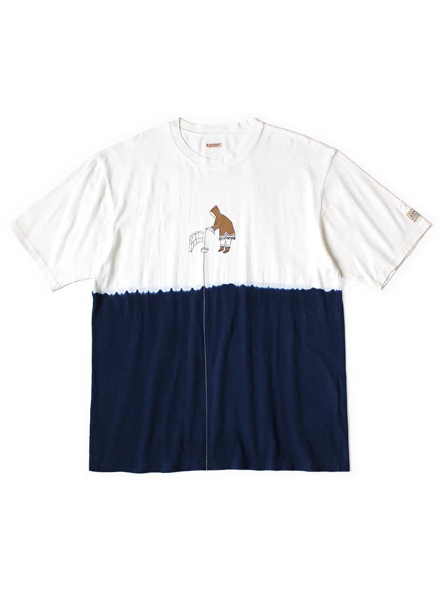KAPITAL 20/-JERSEY IDG HAND-DYE CREW T (ICE FISHING DEEP) 'WHTxIDG'
