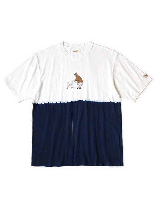 KAPITAL 20/-JERSEY IDG HAND-DYE CREW T (ICE FISHING DEEP) 'WHTxIDG'