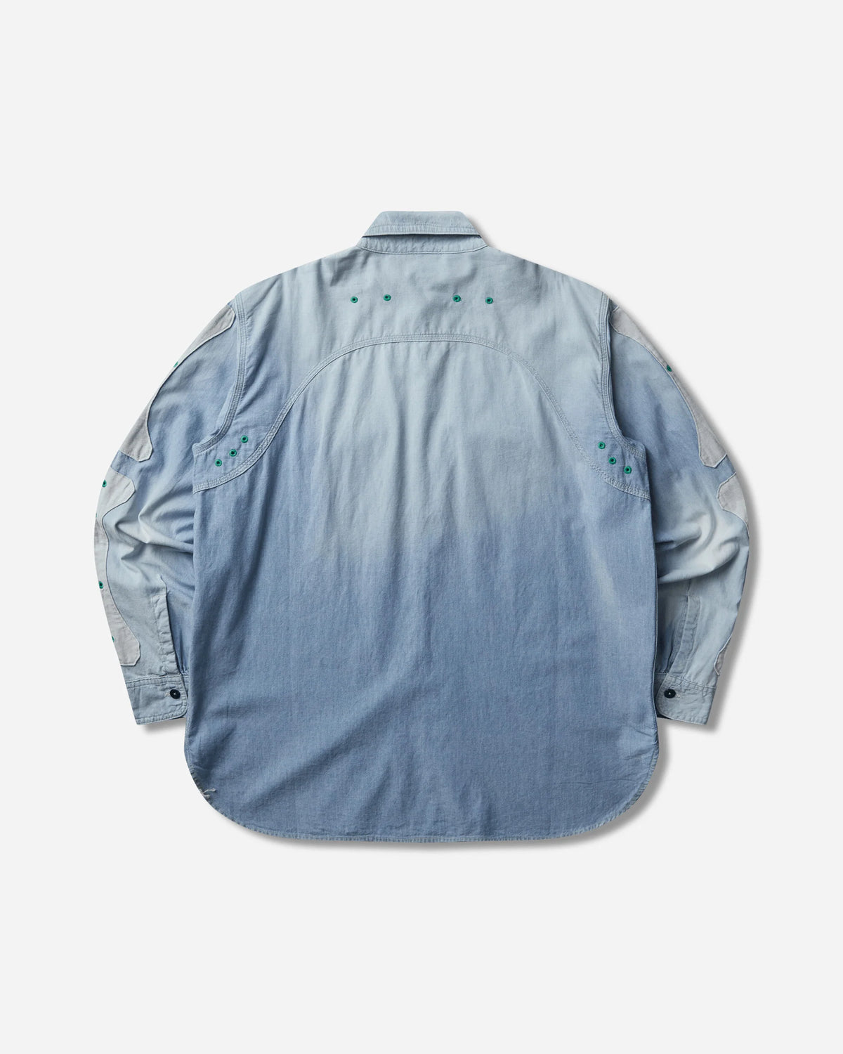 KAPITAL CHAMBRAY 2TONES BONE PATCH VENTILATOR WORKSHIRT 'SAX'