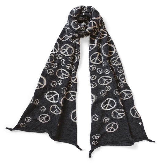 KAPITAL Fulling Wool HAPPY Scarf PEACE 'Black'